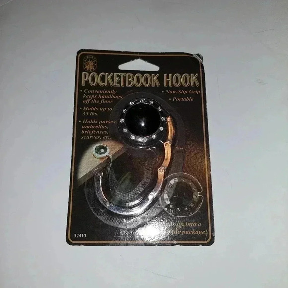 Pocketbook hook,  pursed hook black with plated metal with rhinestones. - Picture 2 of 3